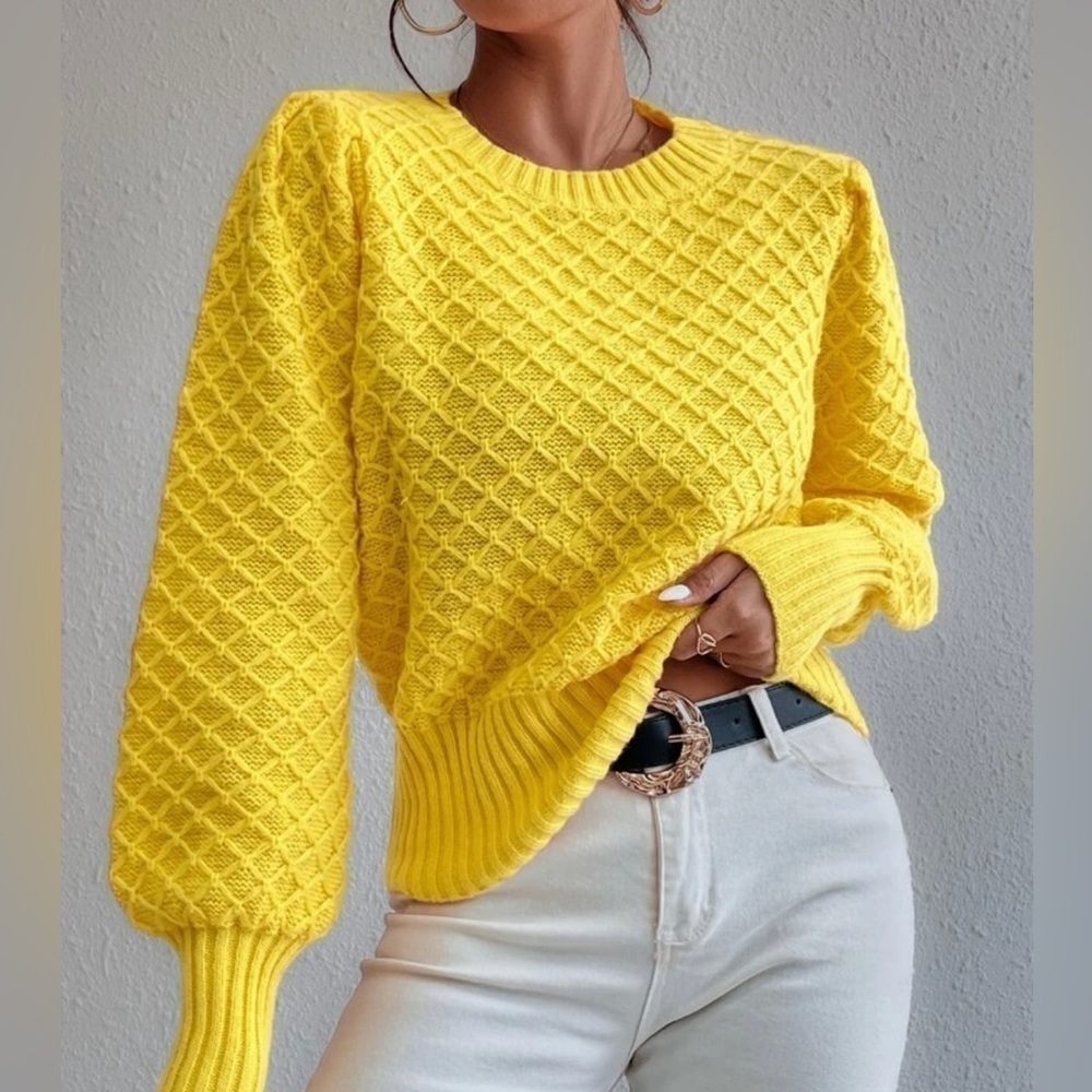 Vibrant Yellow Crew Neck  Sweater